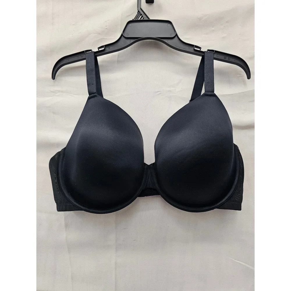 Auden Womens Demi Coverage T-Shirt Bra Black Nylon Blend Casual Size 40DDD